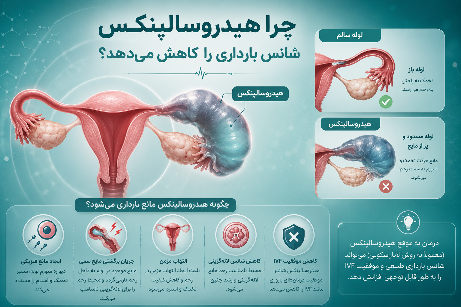 چرا هیدروسالپنکس شانس بارداری را کاهش میدهد؟